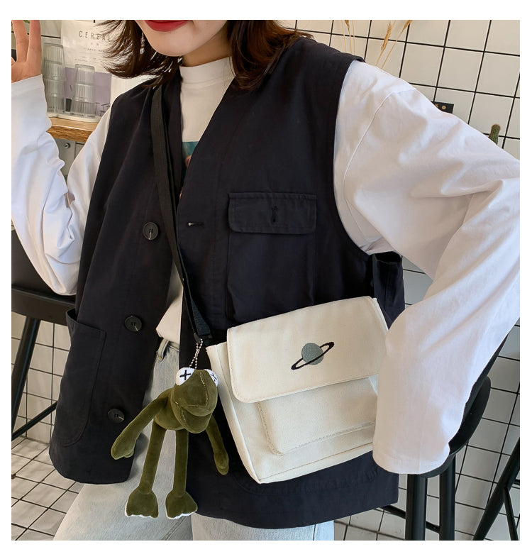 Casual Collage Student Messenger Bag Women Small Bag Canvas Shoulder Bag For Women Print Crossbody Bags Bolsas Sac