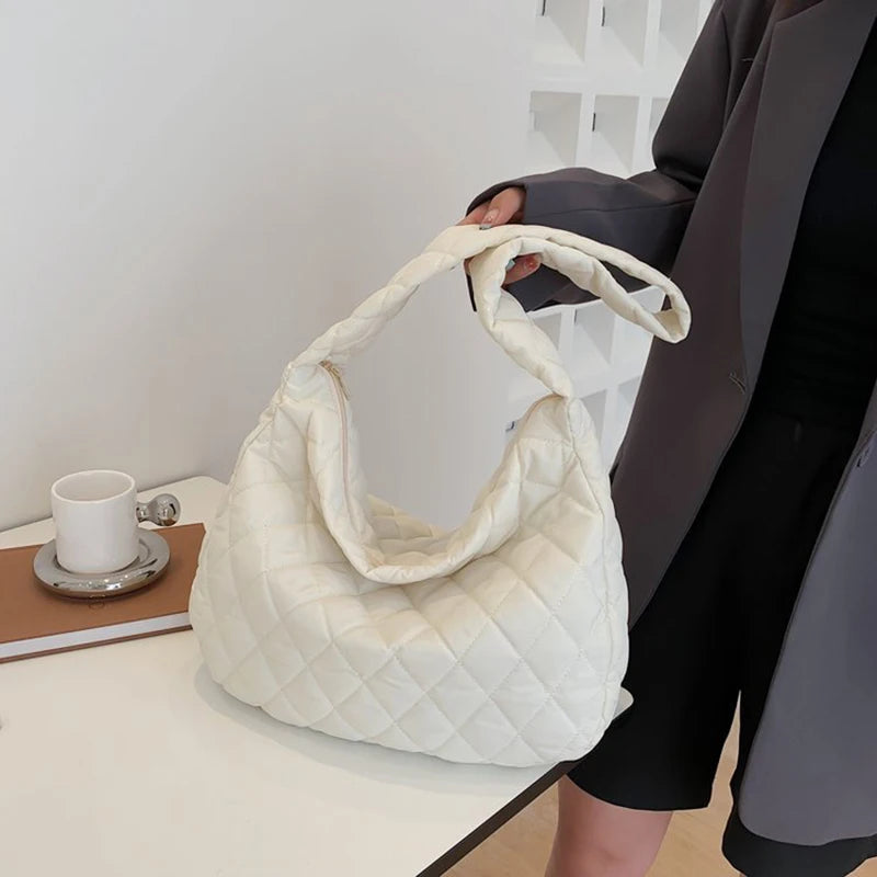 Women's Vintage Nylon Shoulder Underarm Bag Female Casual Waterproof Crossbody Hobo Bags For Lady Quilted Large Capacity Handbag