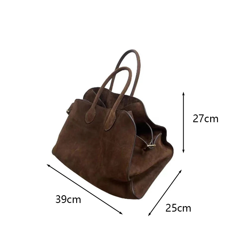 Suede Tote Bag High Quality Designer Luxury Boston Large Handbag Winter Vintage Women's Shoulder Bags