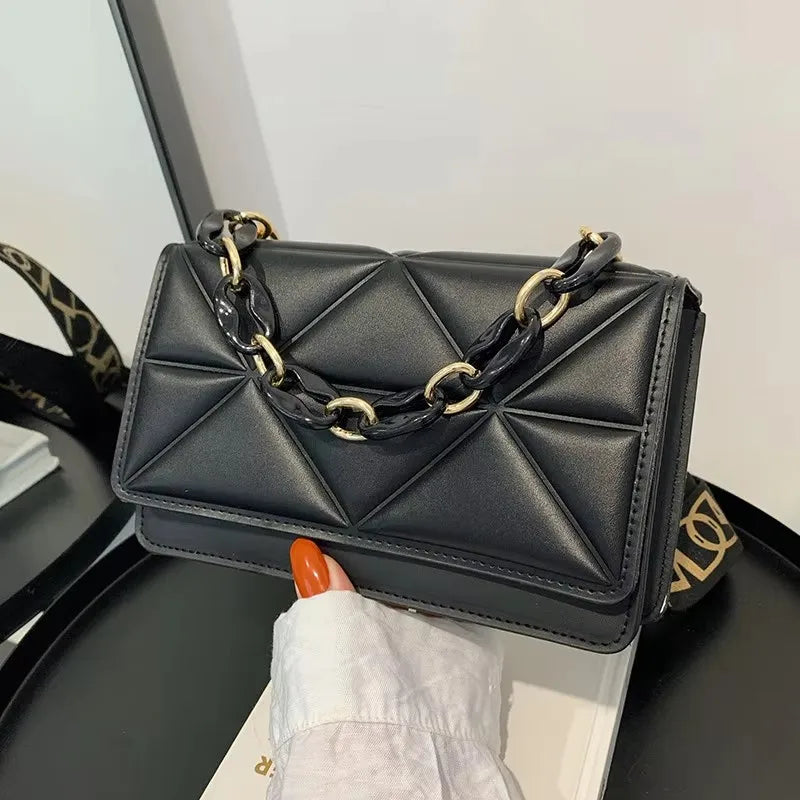 Sewing Thread Women's Shoulder Bags Pu Hasp Ladies Crossbody Bags on Sale 2024 High Quality Free Shipping Bolsas Femininas