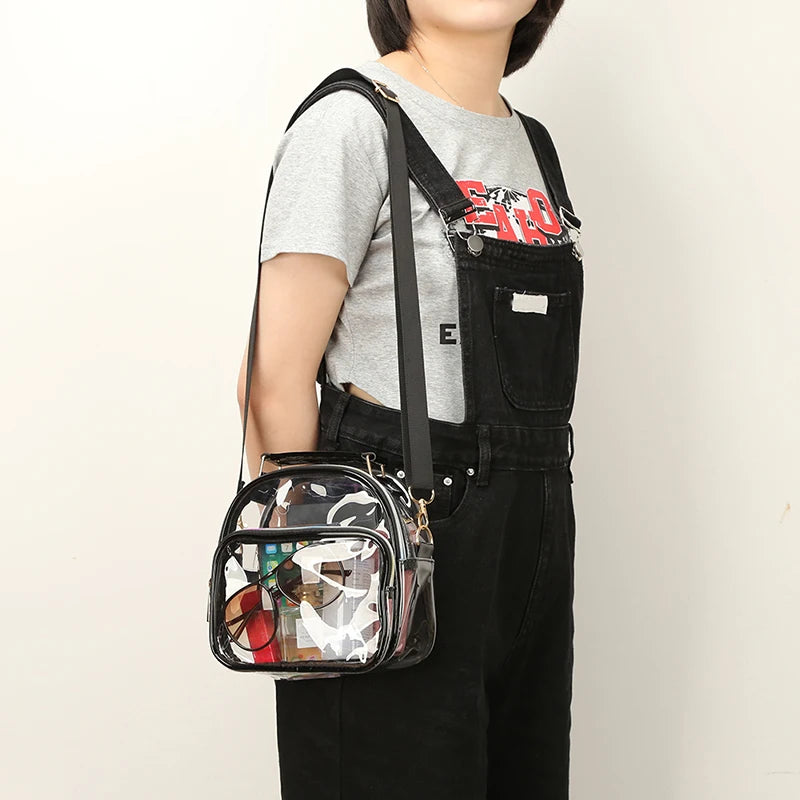 Transparent PVC Ladies Small Handbags Stadium Approved Women Clear Bag Fashion Waterproof Casual Simple Crossbody Shoulder Bags
