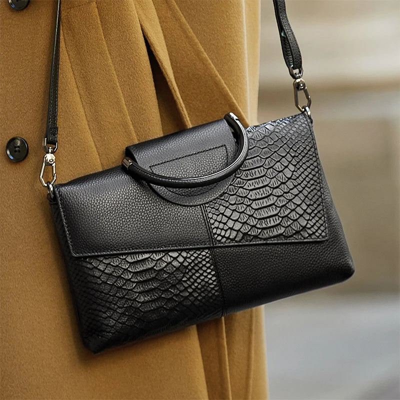 Stylish PU Synthetic Leather Women's Shoulder Crossbody Bag Fashion Casual Dinner Wedding Alligator Pattern Flap Handbag Purse