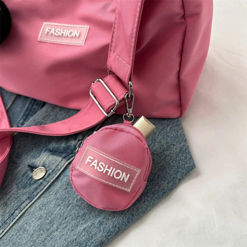 Fashion Crossbody Bag with Round Small Pouch, Versatile Stylish Lightweight Oxford Shoulder Bag for Women Daily Use Work Travel
