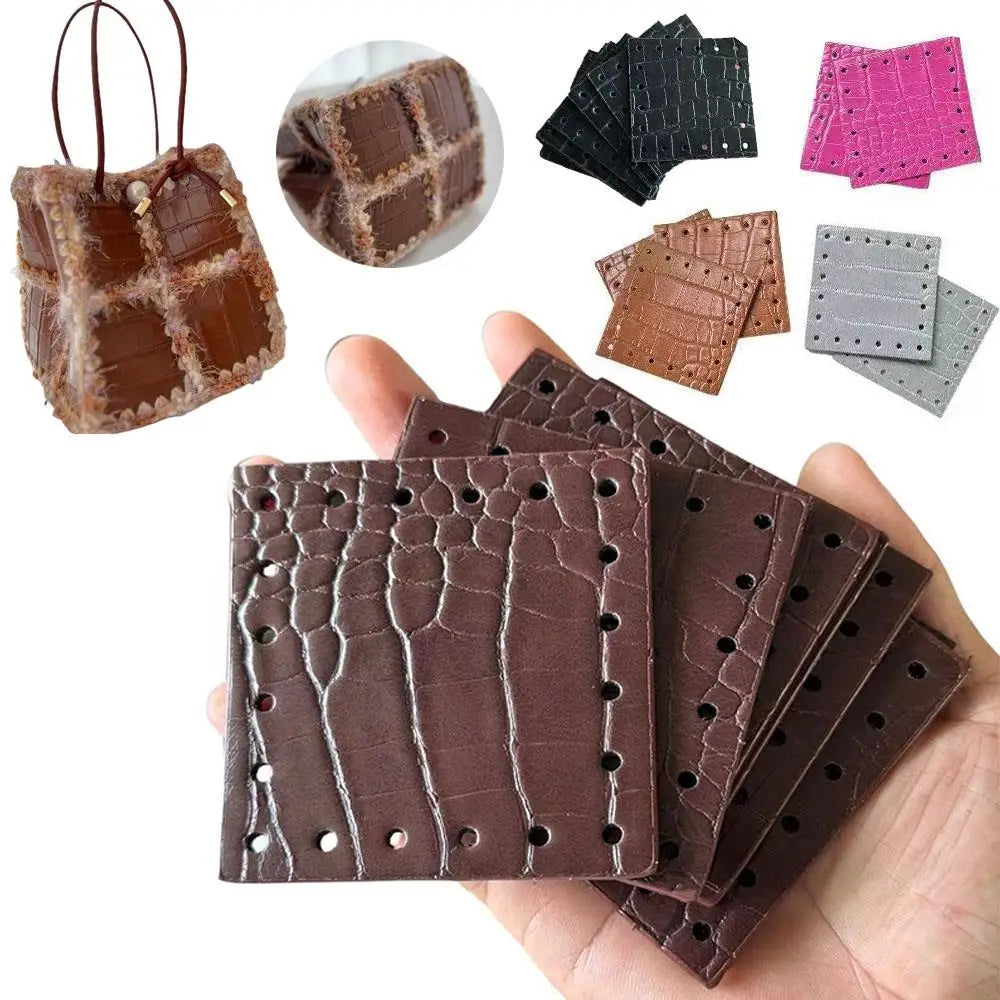 10pcs DIY Crocodile Perforated Leather Bag Surface Handmade Knit Bag Accessories DIY Knitting Handbag Shloulder Bag Parts Kit