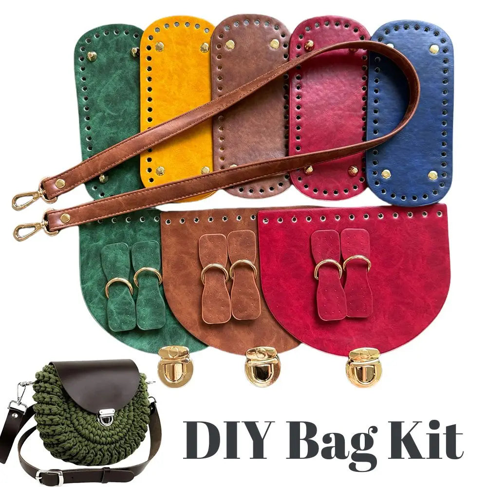 Hot Sale 1Set Accessories For Handbags 5pcs Diy Crochet Bag Kit Handmade Bag Bottom New Diy Leather Bag Strap For Making Bags