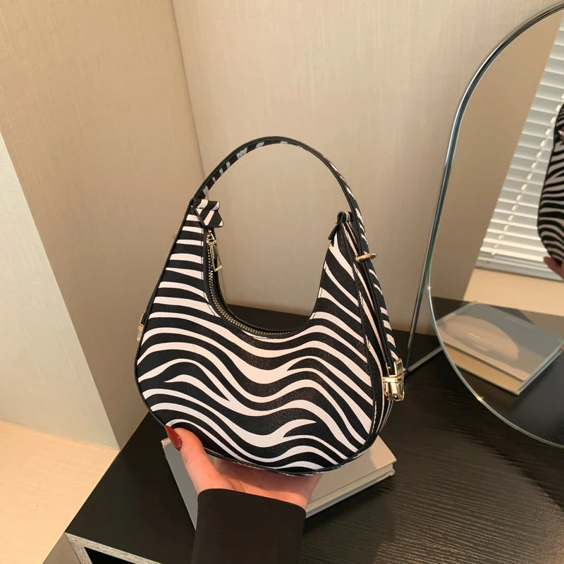 Cow Prints Underarm Shoulder Bags For Women French Style Small Crossbody Phone Bag Luxury Designer Versatile Handbags