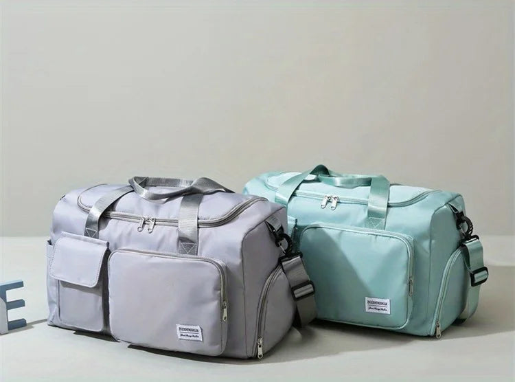 Nylon Travel Gym Bag with Shoe Compartment Dry Wet Separation, Organizer Pockets, Sports Bag for Women/Men, Student Essentials