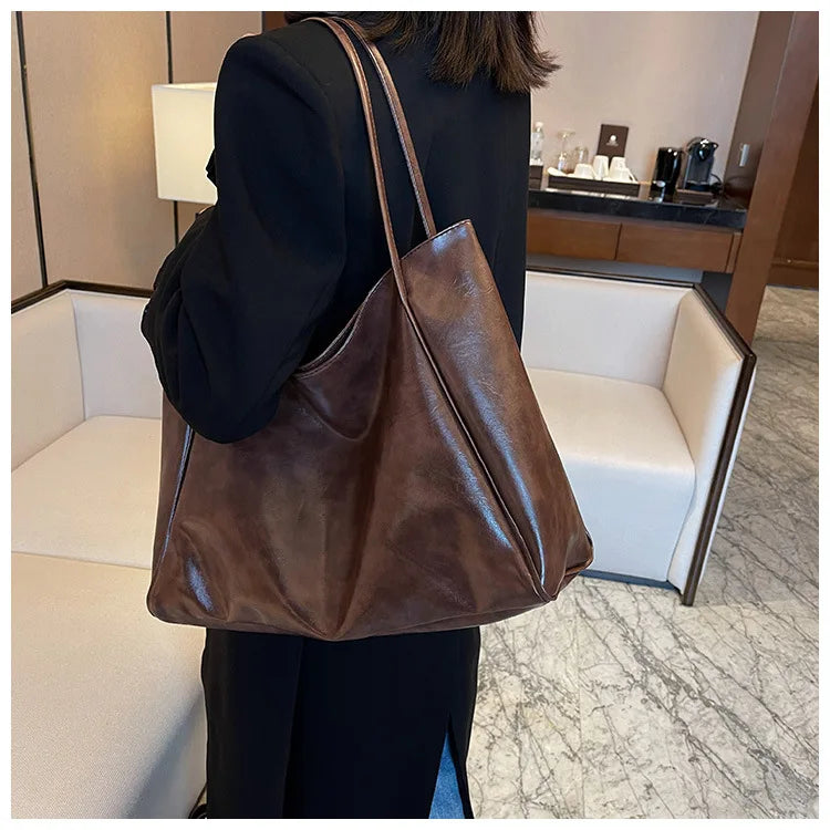Retro PU Women's Handbag, Large Capacity Handbags Shoulder Bag, Street Leisure Shopping Tote Bag Bags, Suitable for Daily Use