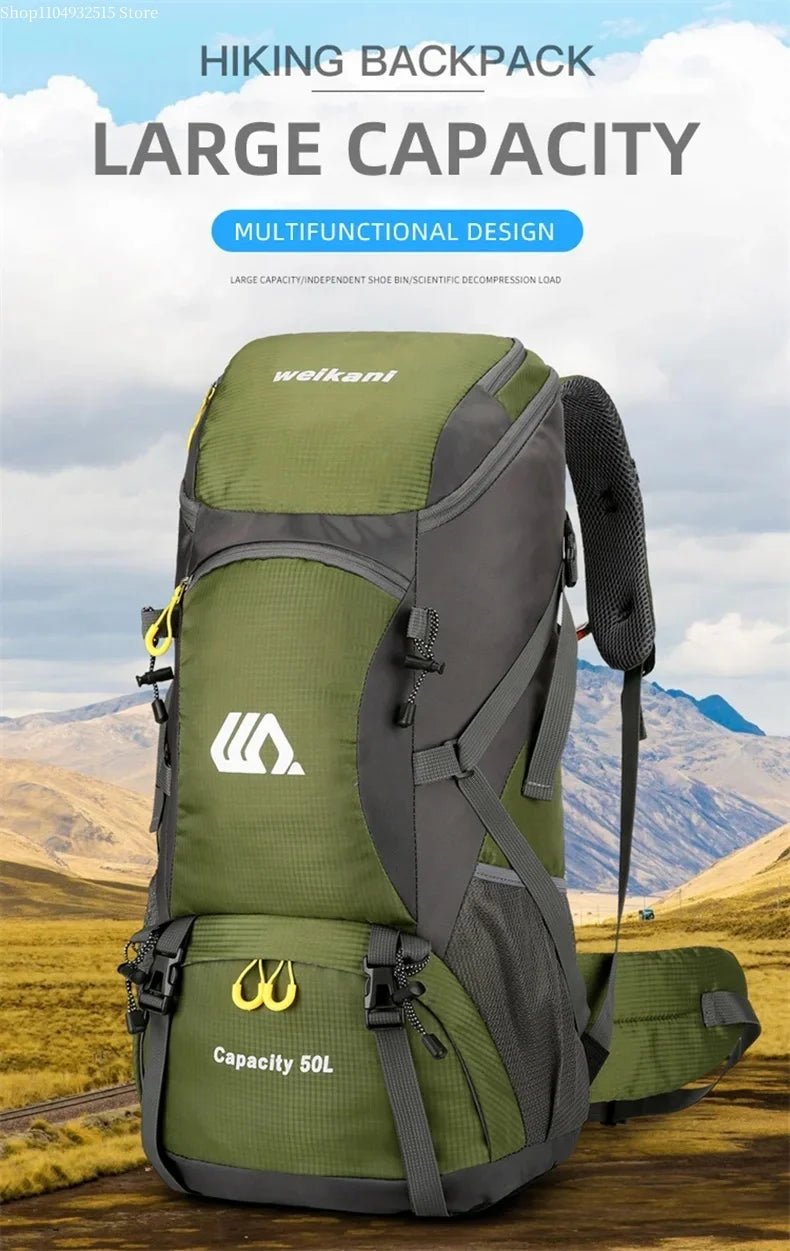 Outdoor sports backpack - hiking backpack 50L men's and women's hiking and camping bag travel backpack with dual shoulder straps