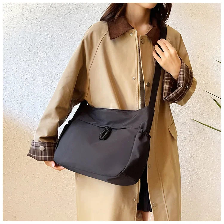 Double Sided Pocket Canvas Bag, Nylon Underarm Shoulder Bag, Fashionable Messenger Bags for Women's Daily Use Work Travel Outing