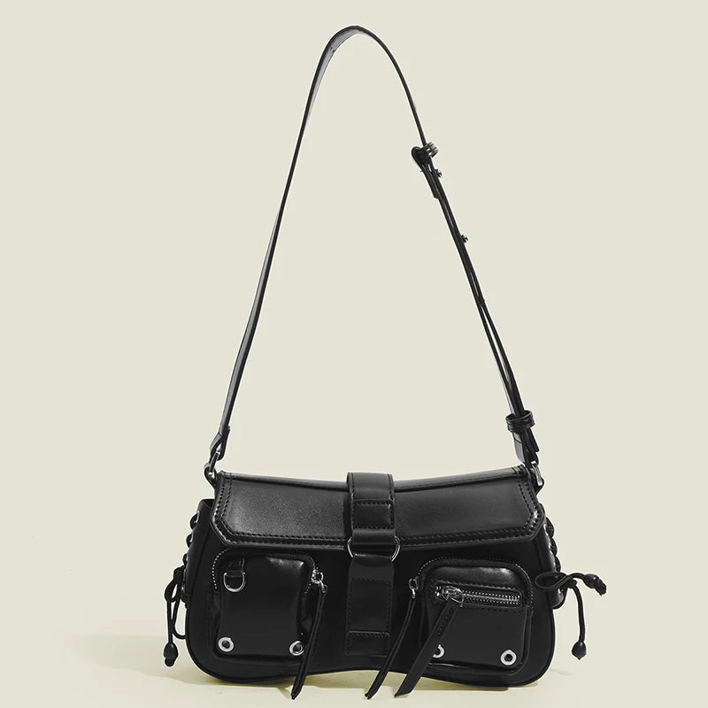 Gothic Punk Cool Women's Underarm Bag Girls Shoulder Crossbody Bags Fashion Design PU Leather Female Vintage Small Handbags Tote