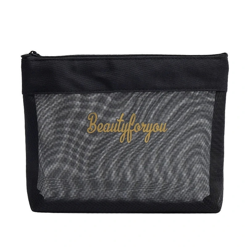 2pcs/set Chic Large Capacity Mesh Wash Bag Portable Travel Cosmetics Storage Bag Outdoor Beach Bath Tote Bag with Clutches Pouch