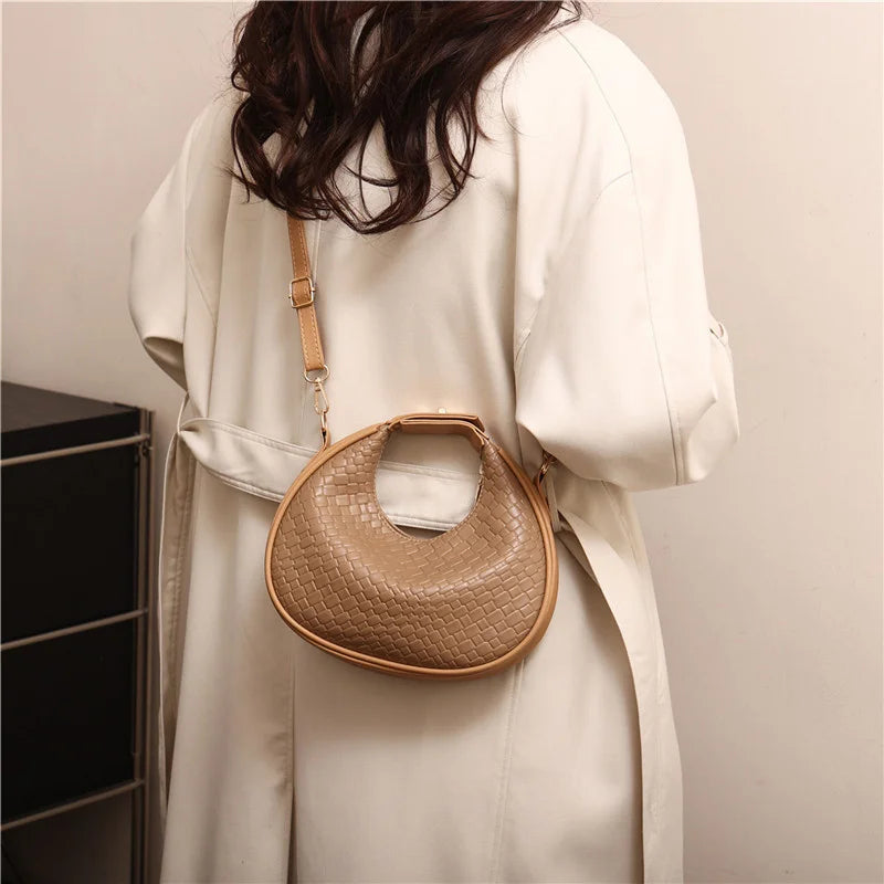 PU Leather Shoulder Bag Fashion Solid Color Lattice Crossbody Bag Small Bag Ladies Trend Luxury Designer Handbags