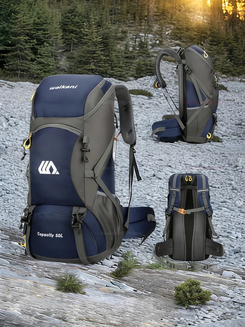 Outdoor Hiking Backpack 50L Camping Travel Bag Oxford Cloth Double Shoulder Large Capacity Multi-Functional Outdoor Sports Bag