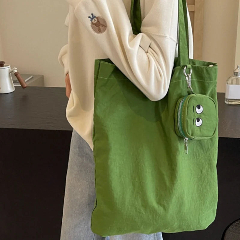 High Color Value Fshion Trend Embroidery Color Cloth Bag Cute Foldable Storage Bag Daily Casual  All-Match Shoulder Bag