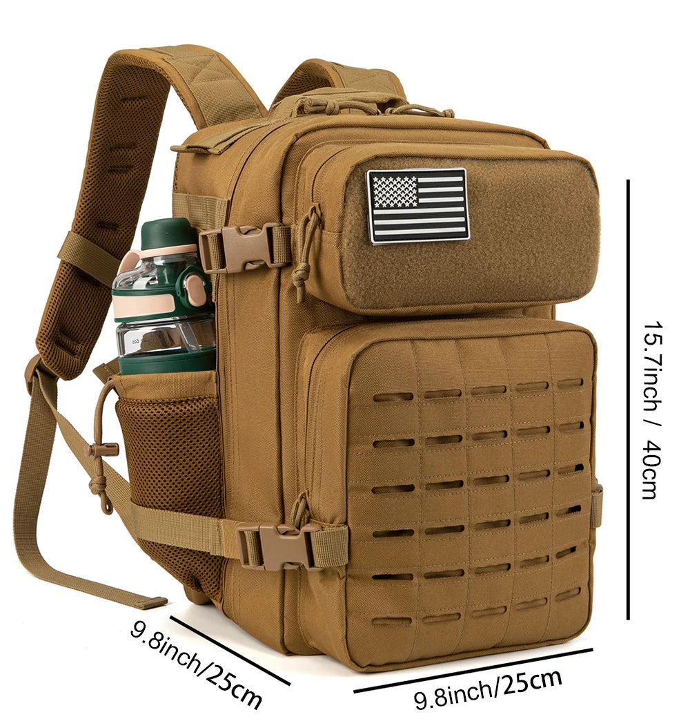 25L Tactical Backpack for Men and Women Survival Assault Pack Bag Hiking Small School Outdoor Rucksack with Bottle Holder