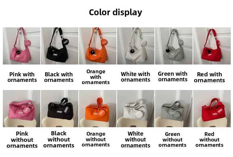 Fashion Crossbody Bag with Round Small Pouch, Versatile Stylish Lightweight Oxford Shoulder Bag for Women Daily Use Work Travel