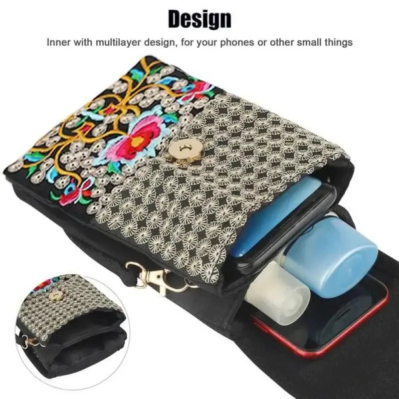 Women Casual Shoulder Bag Multi-pocket Design Crossbody Bag Ladies Multifunction Canvas Phone Purse Ladies Travel Small Handbags