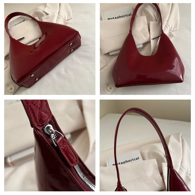 Solid Color Synthetic Leather Shoulder Underarm Bag, Retro Versatile Handbag Women Bag, Fashionable Daily Use Chic Handbag Purse
