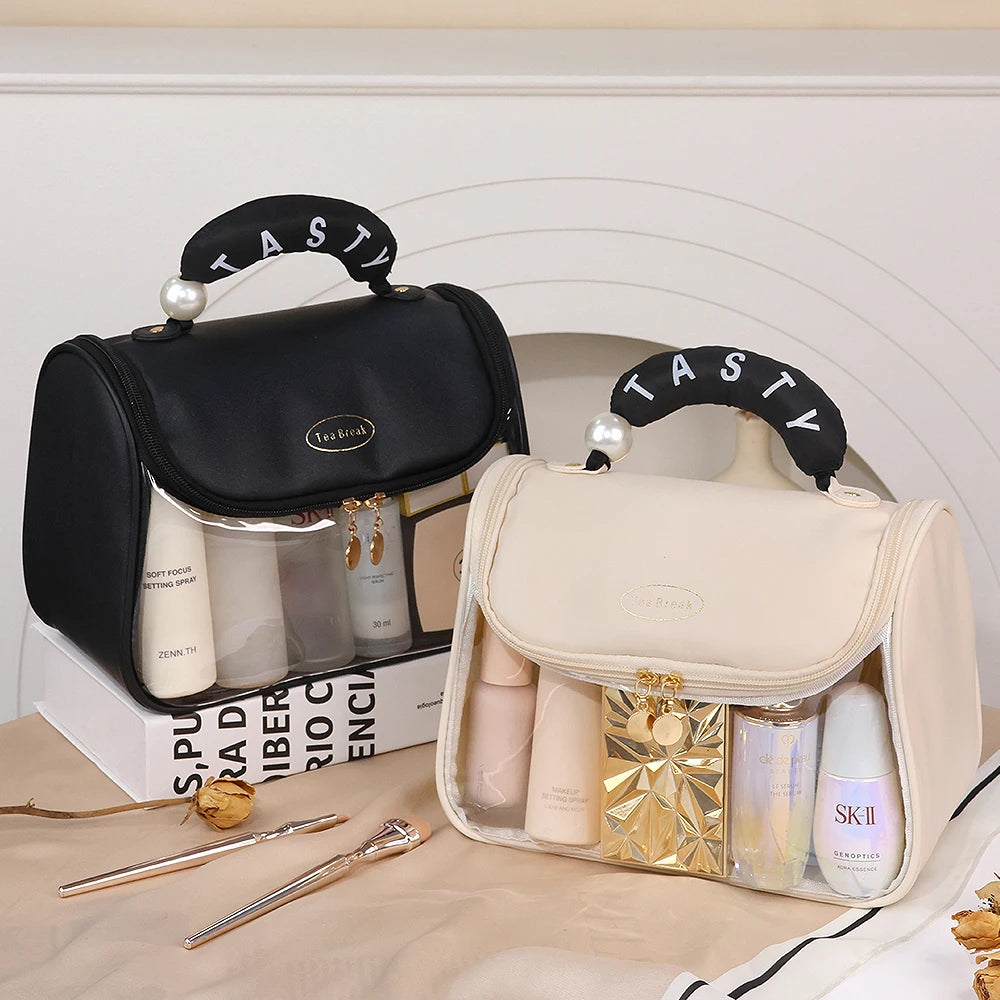 New Hooked Toilet Bag Transparent PVC Makeup Bag Large Capacity Hanging Storage Bag Travel Portable Handbag