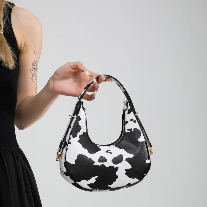 Cow Prints Underarm Shoulder Bags For Women French Style Small Crossbody Phone Bag Luxury Designer Versatile Handbags