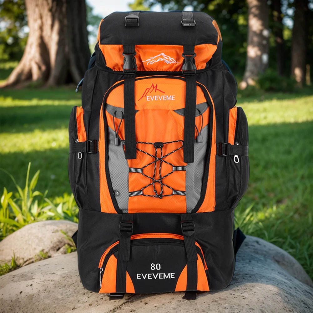 80L Climbing Backpack Large Capacity Fishing Backpack Adjustable Strap Mountain Climbing Rucksack for Outdoor Sports