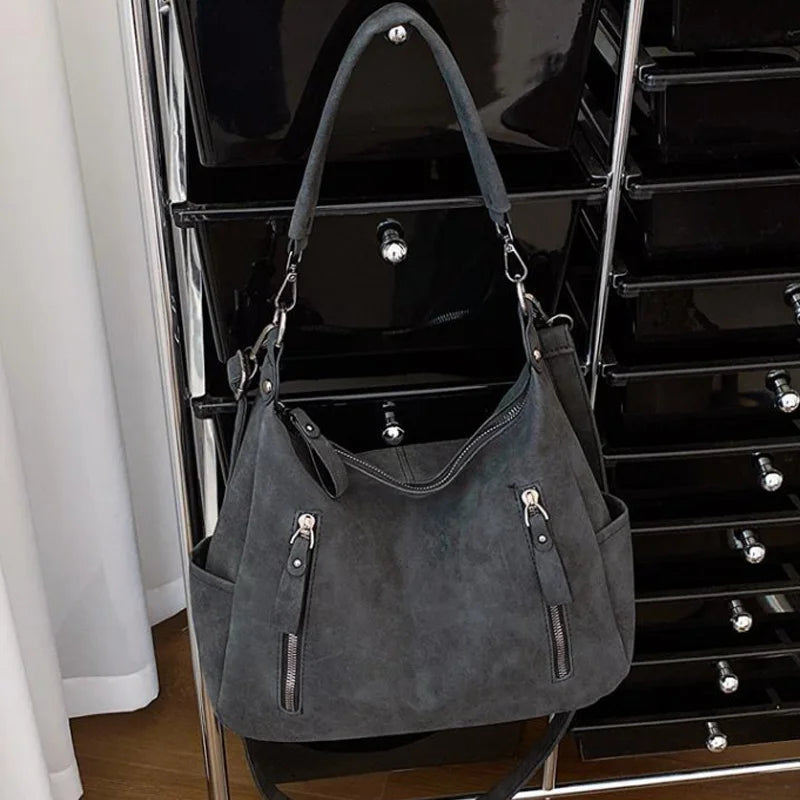 Designer Leather Female Side Bags Retro Shoulder Bag for Women Handbag Casual Ladies Large Capacity Tote Bag