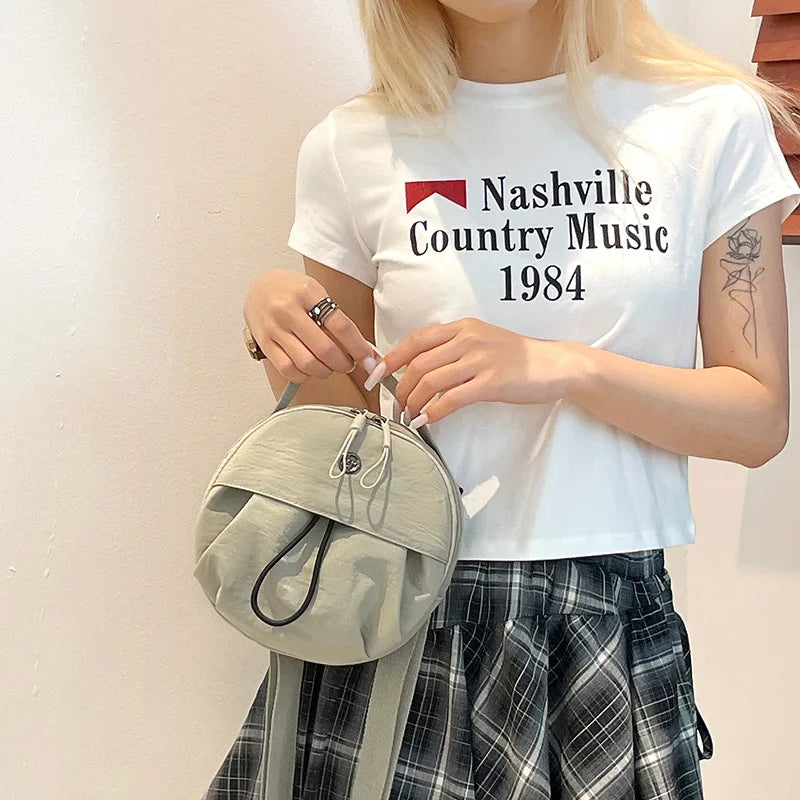 Thickened Waterproof Round Handbag, Single Shoulder Messenger Bag, Versatile Fashion Cross Body Phone Purse Pouch for Going Out