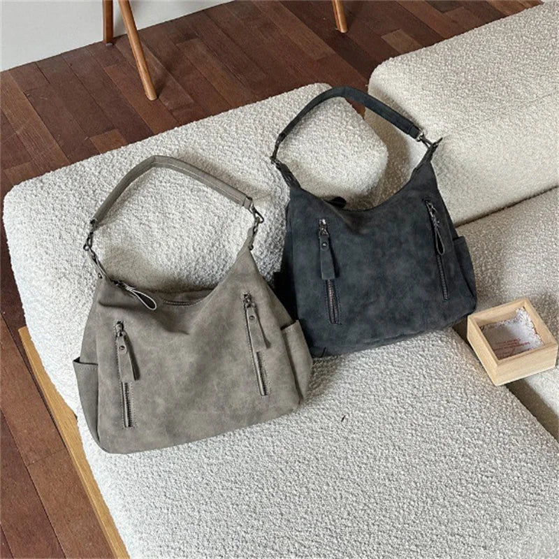 Designer Leather Female Side Bags Retro Shoulder Bag for Women Handbag Casual Ladies Large Capacity Tote Bag
