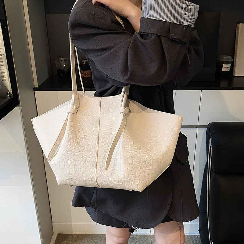 Brand Designer Bucket Shoulder Bags For Women Soft PU Leather Big Capacity Shopper Tote Set Luxury Designer Handbags