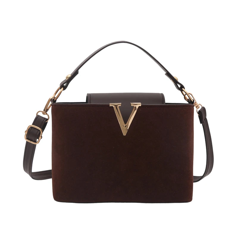 Fashionable Mini Suede Women's Bag, Faux Suede Tote Bag, Simple Hardware Lock Buckle Decoration Handbag Purse Cross Body Bags