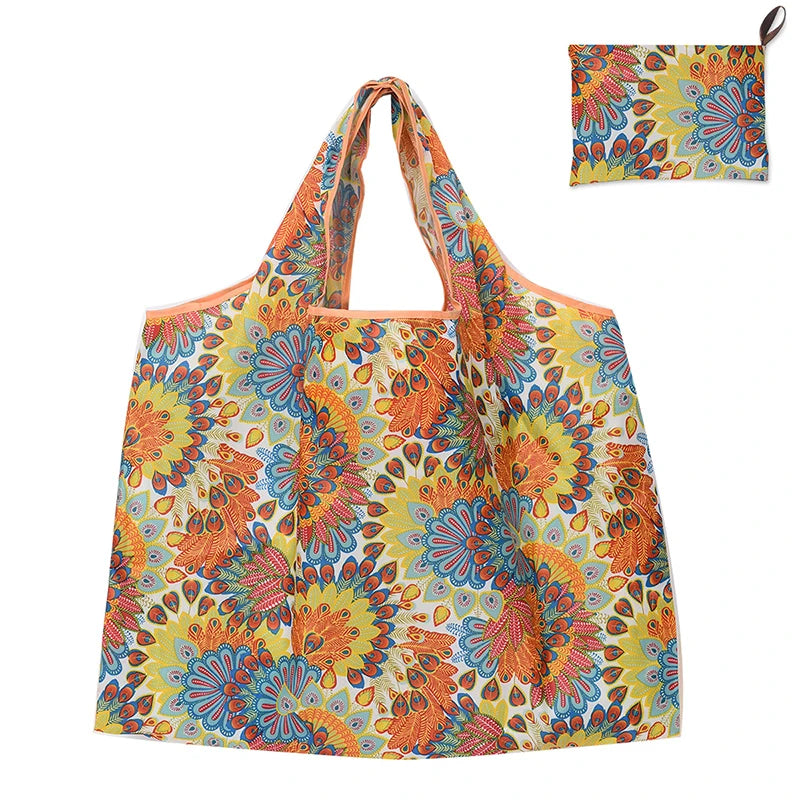Versatile Folding Shopping Bag, Large Capacity Travel Tote Bag, Waterproof Shoulder Storage Bag,Fashion Reusable Grocery Bag