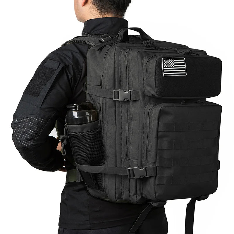 45L Tactical Backpack for Men and Women Assault Pack Bag Survival School Hiking Outdoor Heavy Duty Rucksack with Bottle Holder