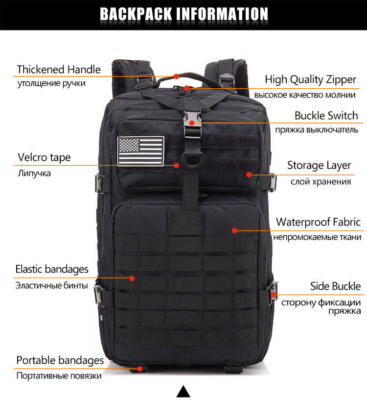 50L Man Tactical Backpacks Survival Traveling Bags Hking Outdoor 3P Assault Pack EDC Molle Pack For Trekking Hunting Bag