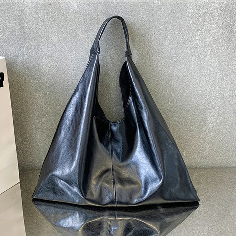 New Women Soft PU Leather Handbag Luxury Design Underarm Hobo Shoulder Bag Clutch Casual Large Capacity Dumpling Pouch