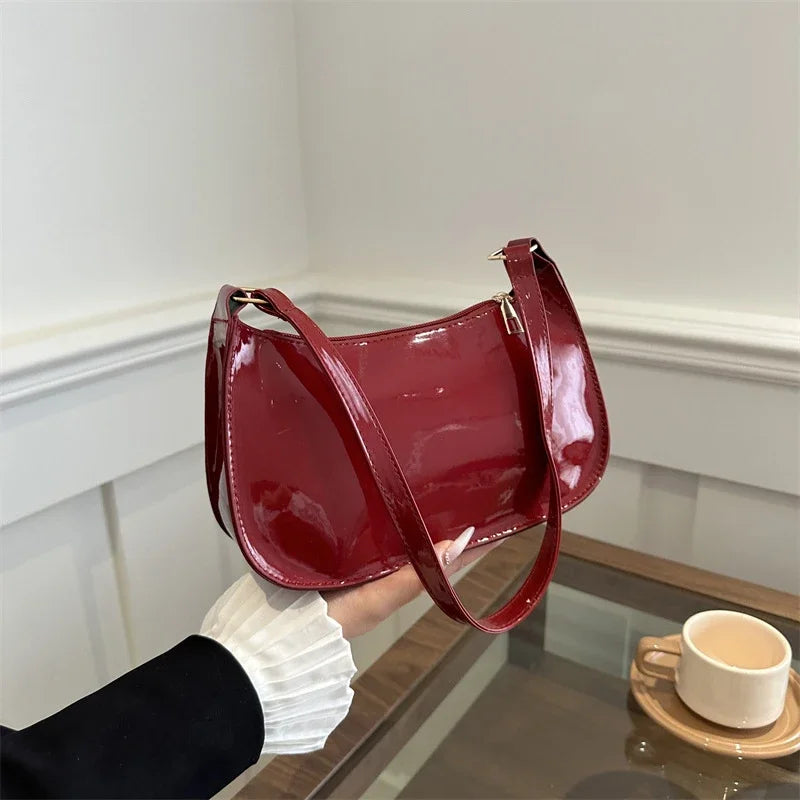 Retro Solid Color PU Leather Shoulder Bag Fashion Women's Handbags Casual Designer Hobos Underarm Bag, Suitable for Daily Use