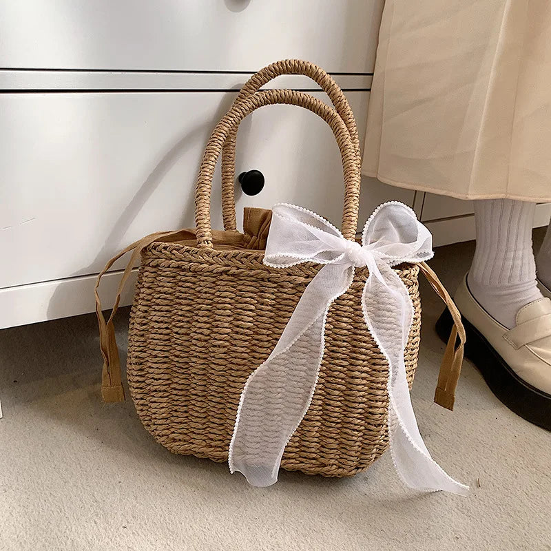 Straw Bags for Women Summer Rattan Bag Handmade Woven Beach Bag Bohemia Handbag Bolsos Fashion Rattan Basket Tote Purse