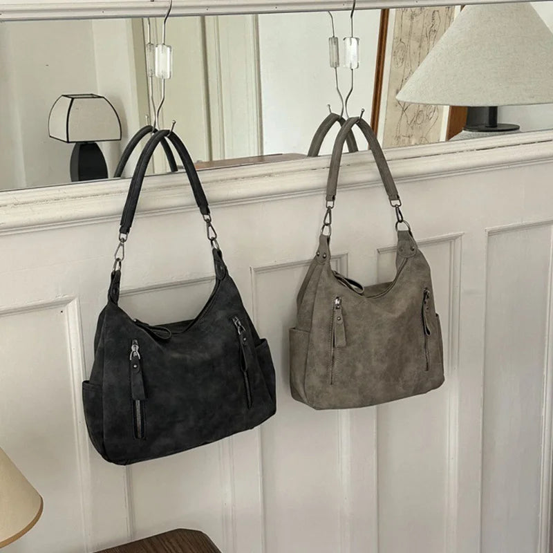 Designer Leather Female Side Bags Retro Shoulder Bag for Women Handbag Casual Ladies Large Capacity Tote Bag