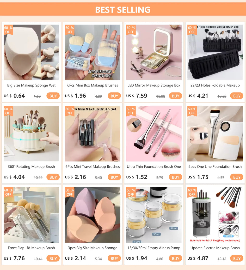 Desktop Cosmetic Brush Organizer 360° Rotating Makeup Brushes Holder 7 Grids Lipstick Eyebrow Pen Holder Eye Shadow Storage Box