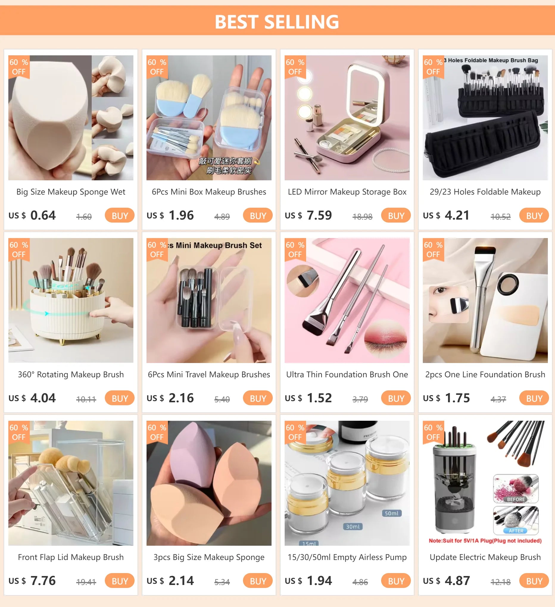 Desktop Cosmetic Brush Organizer 360° Rotating Makeup Brushes Holder 7 Grids Lipstick Eyebrow Pen Holder Eye Shadow Storage Box