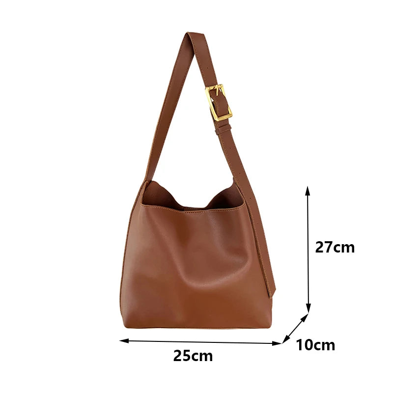 1Pcs All-Match Women Shoulder Bag Solid Fashion Handbag Crossbody Bag Women's Minimalist PU Leather Bag For Work