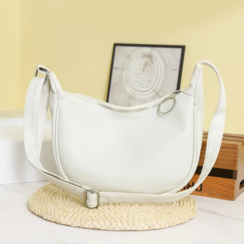 Solid Color Hobos Bag For Women Large Capacity Travel Crossbody Bag Female Half Moon Shoulder Bag Ladies Daily Fanny Packs