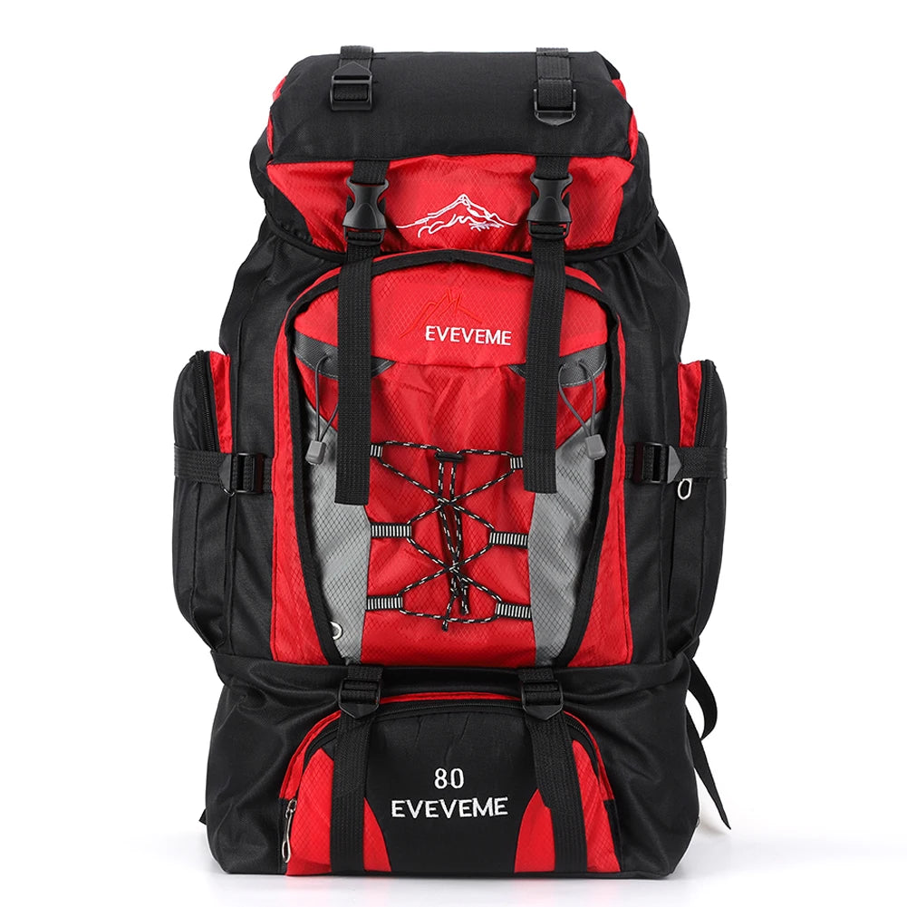 80L Climbing Backpack Large Capacity Fishing Backpack Adjustable Strap Mountain Climbing Rucksack for Outdoor Sports