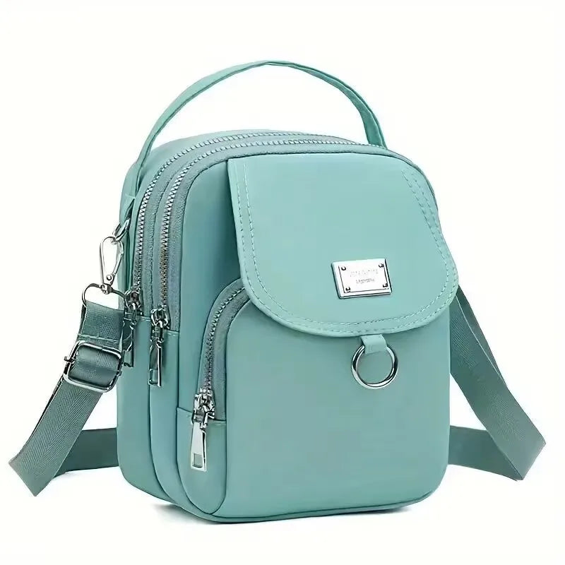 Ms. Fashion, Shoulder Bag, Mini Phone Bag, Multi-Layered Messenger Bag, Nylon Waterproof Fabric, And External Headphone Holes