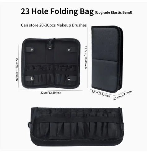 European and American Portable Makeup Storage Bag Professional Makeup Handbag with Magnetic Closure Brush Bag Foldable Large Cap