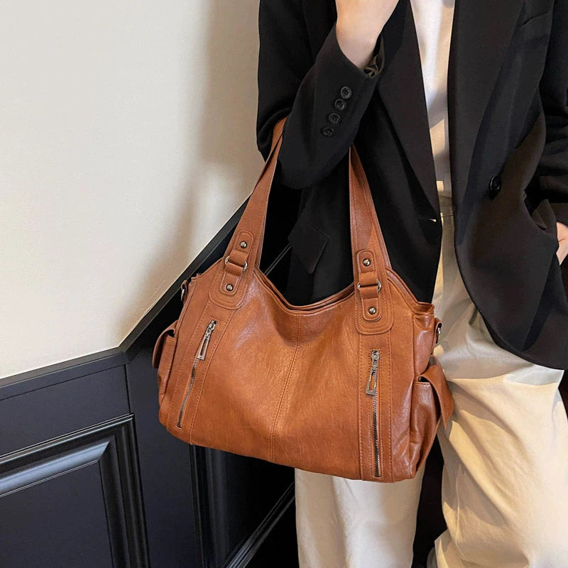 Soft Interior Compartment Shoulder Bags High Quality Solid Colors Bags for Women Fashion Zipper PU Crossbody Handbags