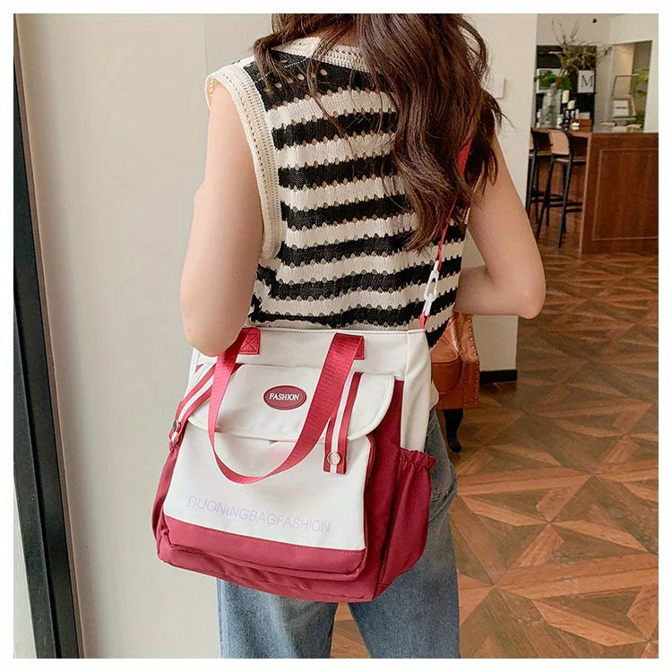 Large Capacity Harajuku College Canvas Single Shoulder Bag - Stylish Women's Japanese Style Handbag for Carrying Books