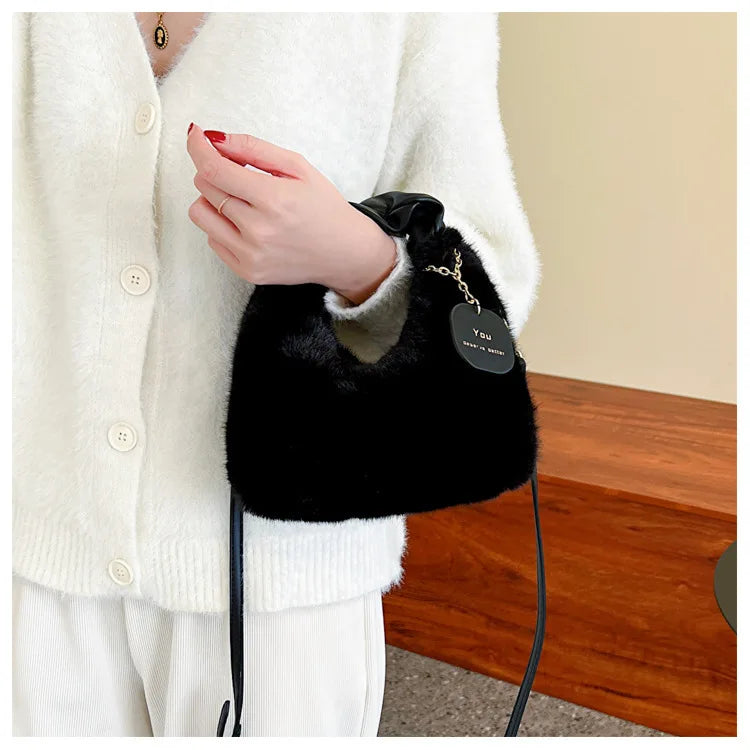 Fashionable Plush Tote Bag, Cute Stylish Women's Handbag Shoulder Crossbody Bag, Suitable for Women Party Banquet Daily Travel
