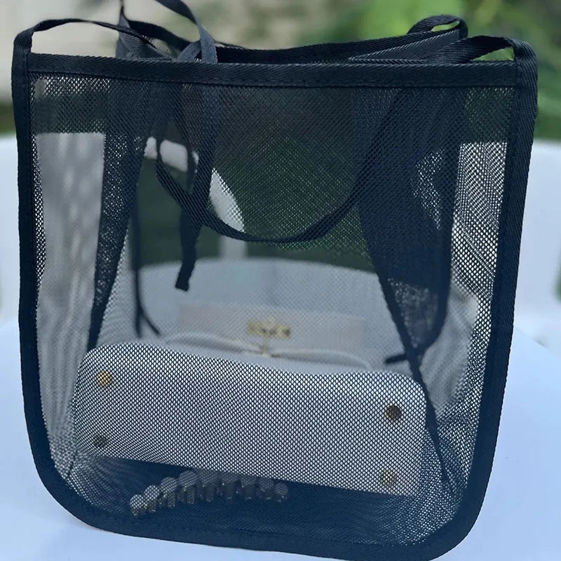 Fashion Large Capacity Handbag Mesh Hollow Out Design Beach Travel Package For Women Single Shoulder Bag Female Shopper Totes