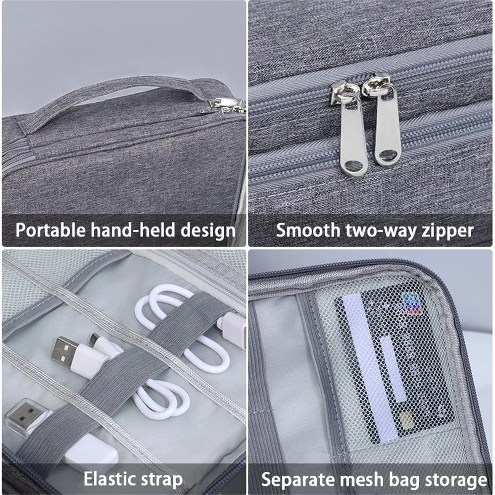 Electronic Storage Bag USB Charge Cord Travel Cable Organizer Digital Waterproof Suitcase Portable Double Layers Storage Bag